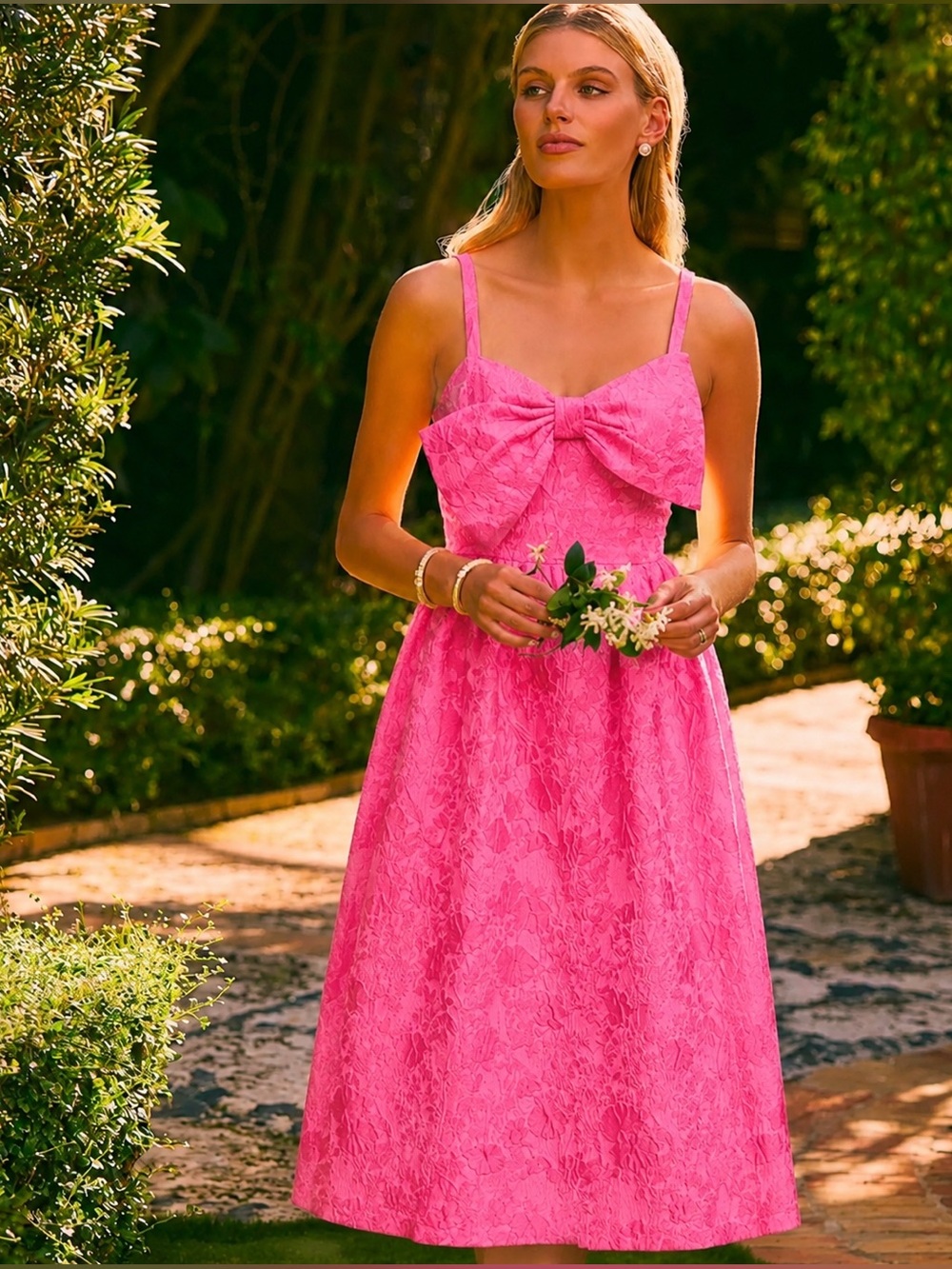 NWOT Lilly Pulitzer Ellara Jacquard Midi Bow Dress Bridal Engagement Party Dress